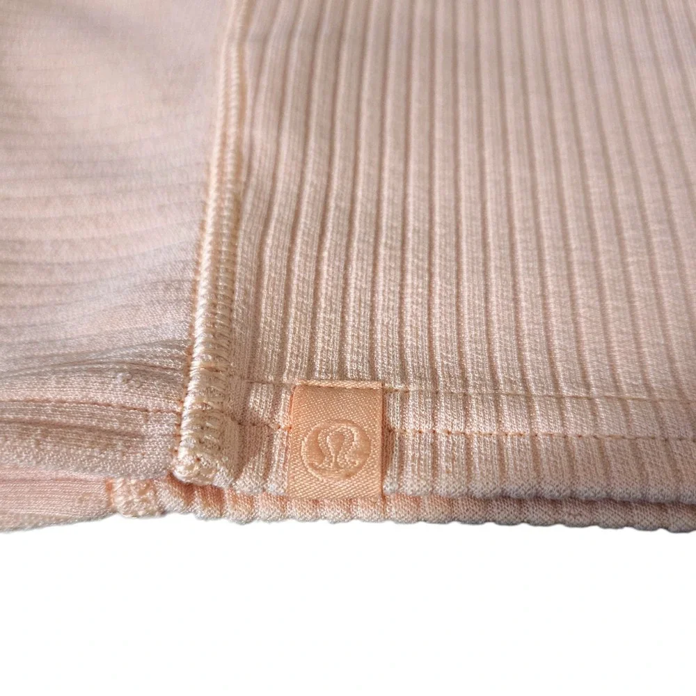 Lululemon Ribbed Softstreme 2 Piece Set Tank High Rise Shorts Peach Size 4
